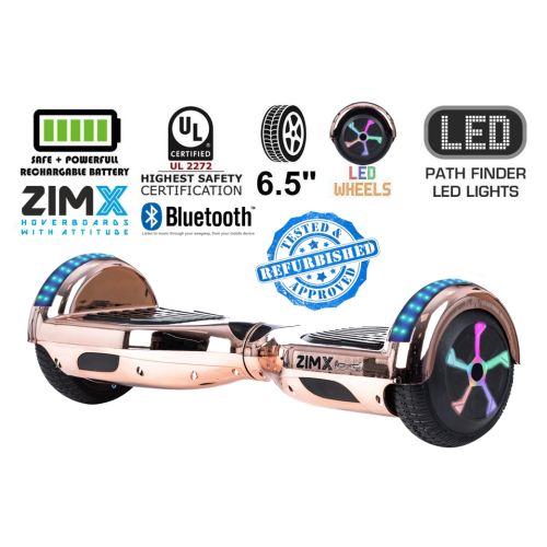 Refurbed Rose Gold ZIMX Chrome Bluetooth Hoverboard Swegway Segway with LED Wheels UL2272 Certified