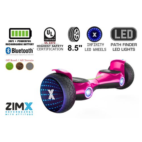 ZIMX G2 JET - PINK All Terrain Hoverboard, 8.5 inch Off Road Bluetooth Hoverboard with Infinity LED Wheels, UL2272 Certified